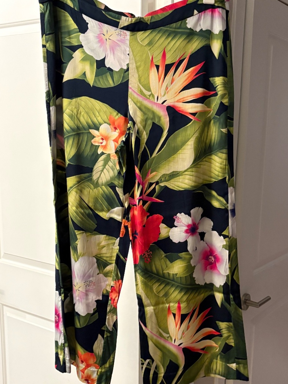 Tommy Bahama Tropical Floral Wide Leg Pants Navy Size 16